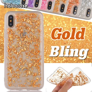 

1000pcs Glitter Bling Gold Foil Soft TPU Cases For iPhone XS Max XR X 8 7 6 6S Plus 5 5S SE Transparent Sequin Shockproof Cover