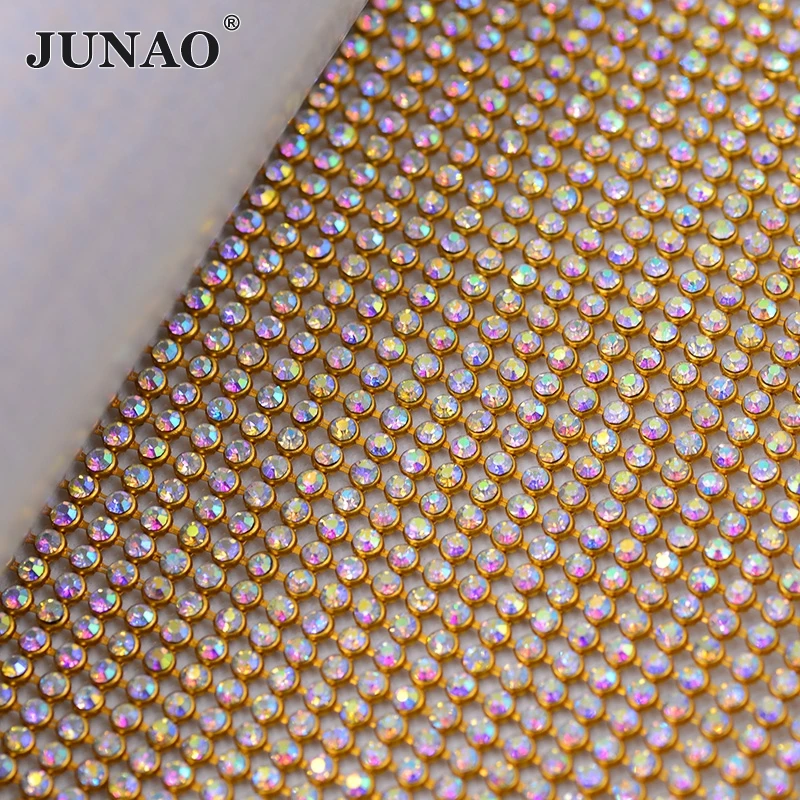 Стразы JUNAO 45*120 см прозрачные стразы из золотого/серебряного металла отделка