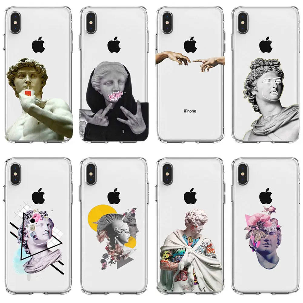 

Great Vintage Statue David Blowing Bubble Smoking Soft Silicone Phone Cover Case for iPhone 11 Pro MAX 6 7 8Plus SE 5 5S XR XS X