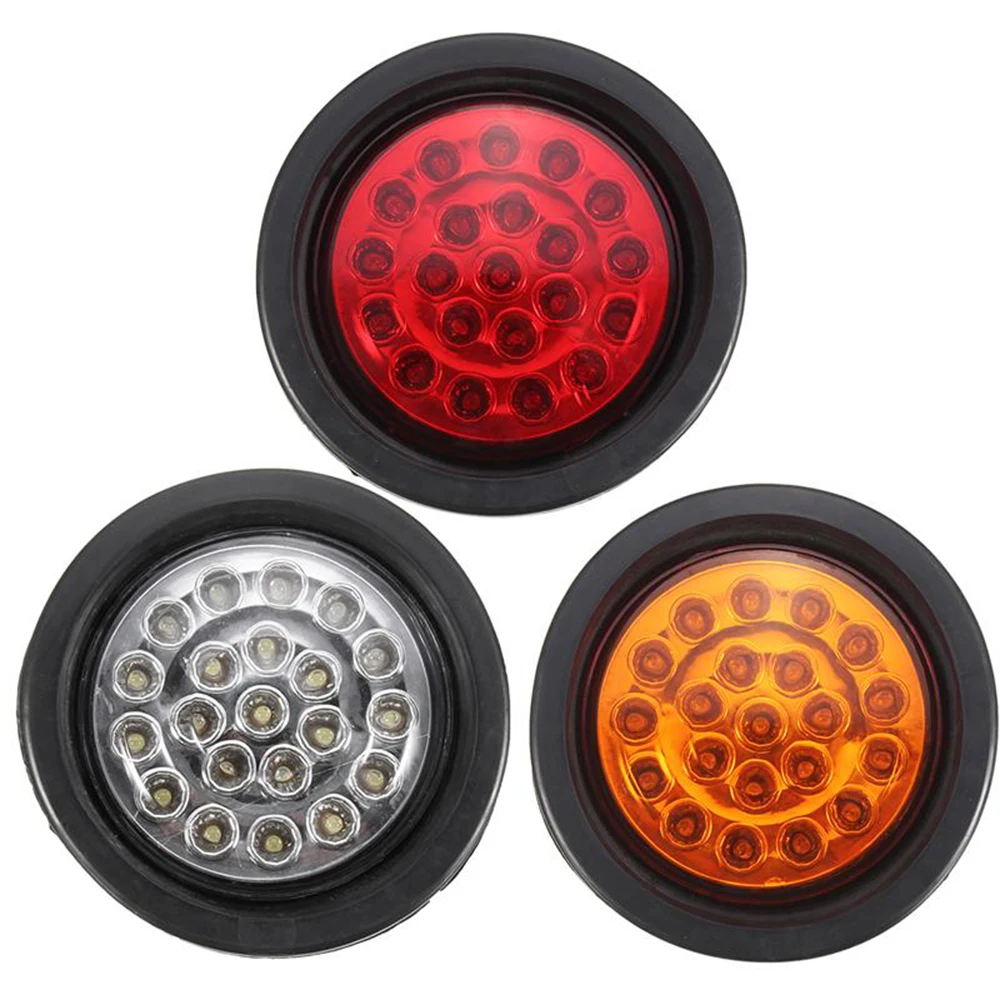 

HEHEMM 2 x 21 LEDs Round Rubber Rear Tail Light Turning Signal Lamp for Car Truck Trailer 12V DC