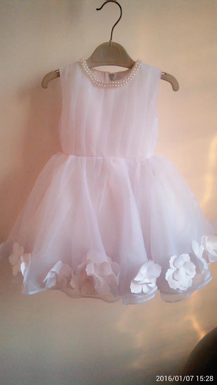 BABY WOW Sweet Baby Flower Girl Dresses for Newborn 15T Girl First Birthday Party WHITE Christening