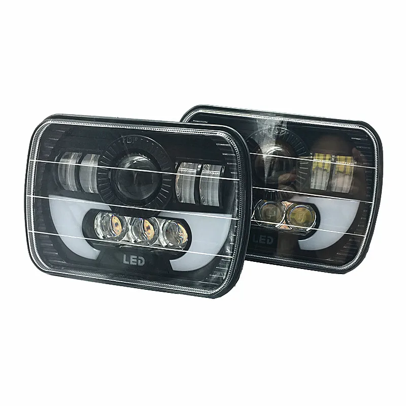 

2pcs 2017 Newest 90W 5x7 Rectangle LED Headlight High Low beam with DRL Amber LED for Jeep Wrangler YJ Cherokee