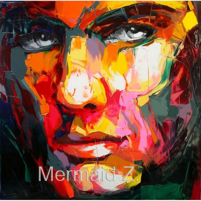 

Free Shipping Francoise Nielly Staring Oil Painting on Canvas Abstract Painting For Living Room Modern Abstract oil painting