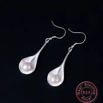 

Amxiu Natural White Freshwater Pearl Earrings Handmade 925 Silver Piercings Jewelry Drop Earrings for Women Girls Max Brincos