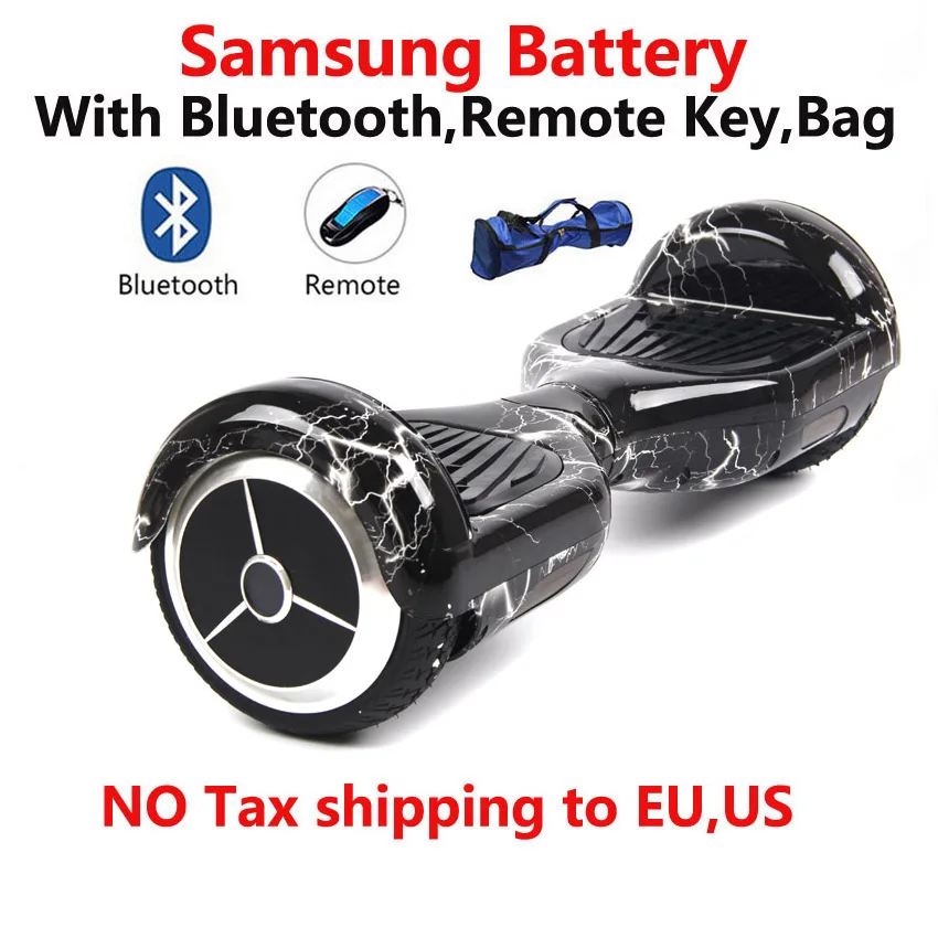 Цветной 6,5 дюймовый скутер Bluetooth+ пульт дистанционного управления+ сумка+ SM batteryTwo wheel Электрический Скутер Ховерборд Одноколесный скейтборд - Цвет: marked white