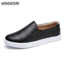 NEWDISCVRY плюс Размеры Для женщин плоские легкие кожаные туфли из натуральной кожи Для женщин обувь без застежки мягкие удобные Туфли без каблуков Повседневное женская обувь