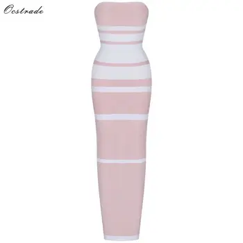 

Ocstrade Bandage Clothing Womens Autumn 2019 New Arrival Sexy Bandage Dresses Party Nude Strapless Long Bandage Maxi Dress