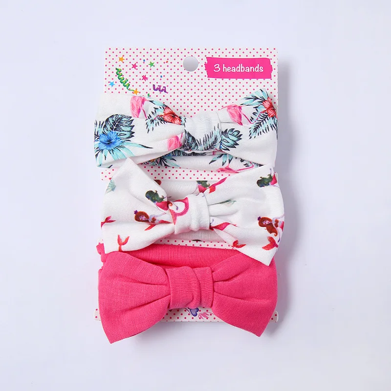 

3PCS Cute Baby Girls Head Band Cotton Bunny Bows Kids Turban Knot Rabbit Headband Bow Hair bands Elastic Head wrap 3B24