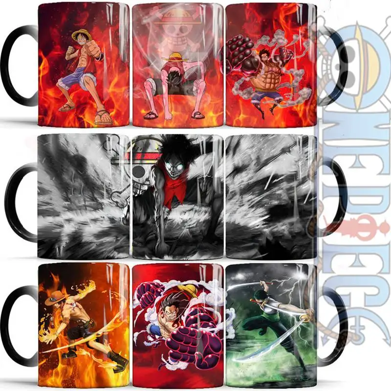 

1pcs One Piece Mug Anime Color Changing Mug 350ml Luffy Ceramic Coffee Cup