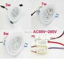 10pcs/lot 3W 5W 7W LED ceiling light lamp Spot AC85V~265V 110V 220V for home illumination Free shipping