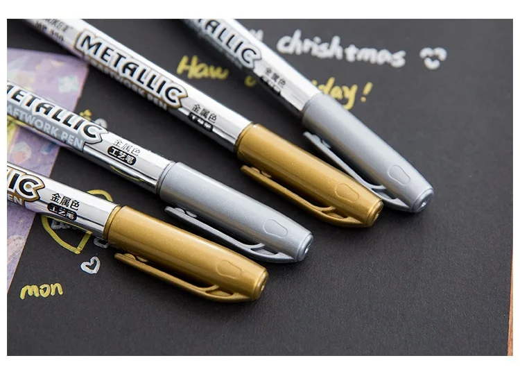 4 шт. металлик ремесленного маркером цвета: золотистый, Серебристый цвет ручки для подписи писать на CD Керамические ткань школьные