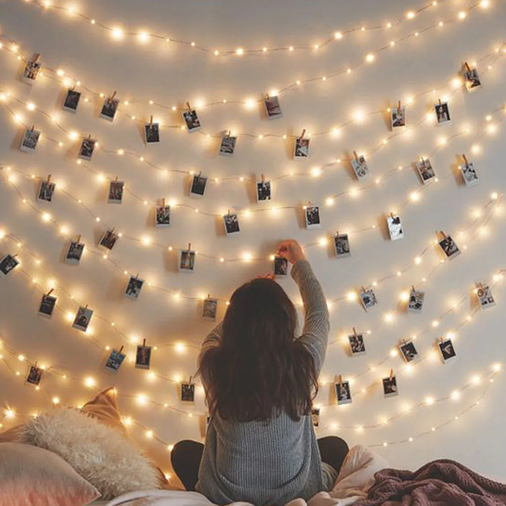 

1.5M 2M 3M Photo Clip Holder LED String lights For Christmas New Year Party Wedding Home Decoration Fairy lights Battery