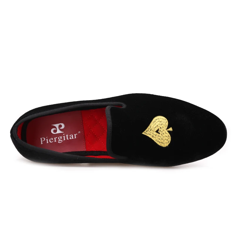 Poker Fashion Stickerei Schwarzes Schuhe Gold Piergitar Männer Kleid Handgemachten Neue Und Herz Mit Party Designs Velvets Hochzeit xwvq8wPa