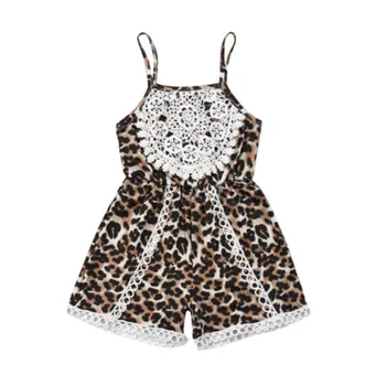 

Toddler Kid Girls Lace Splice Romper Summer Baby Girl Clothes Leopard Printed Romper Spaghetti Strap Jumpsuit Children Playsuits