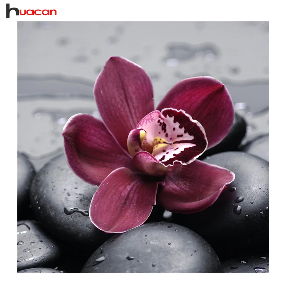

Huacan Diamond Painting Flower Full Square Diamond Mosaic Cross Stitch Flower Pictures Diamond Embroidery Rhinestone Home Decor