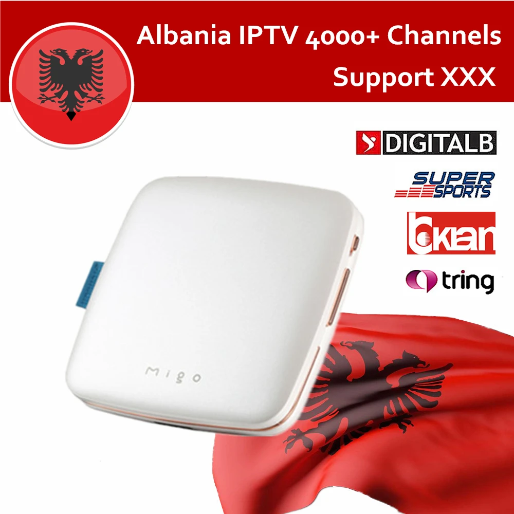 

Ipremium Migo Android Smart TV Box with Albania Albanian Tring Sport IPTV 4800+ Live Channels Free for 1 year H.265 Media Player