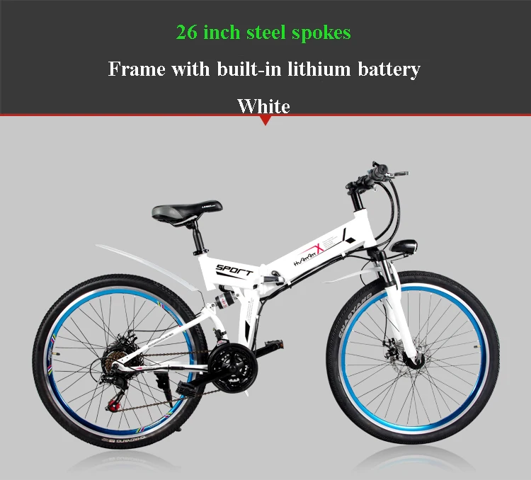Discount 26 inch folding mountain electric bicycle 48V lithium battery 21 speed variable speed system bike PAS cycling smart Lcd ebike 17
