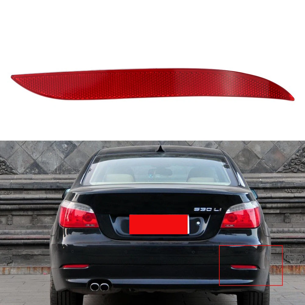 

Red Lens Right Side Rear Bumper Reflector Warning Lamp Light for BMW E60 E61 520i 520li 523li 525li 530li 08-10 63147183914