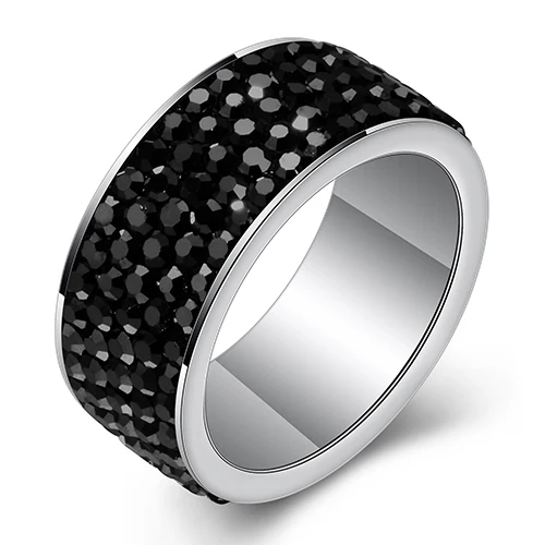 Elegant Women's 316L Stainless Steel Wedding Ring with CZ Crystal Pave