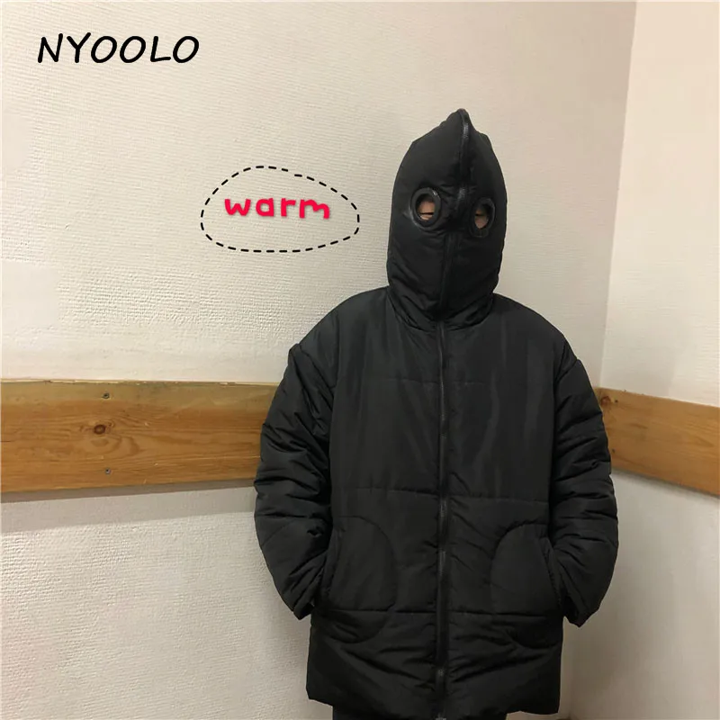 NYOOLO Cute aliens thick padded coat Casual solid color