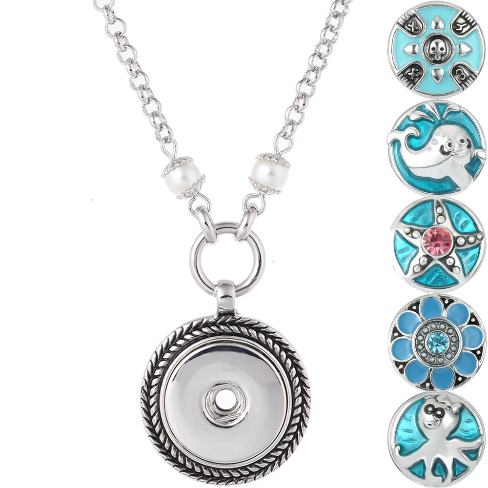 

Multicolor snap button necklace for women DIY choker chain pendant necklace Zircon crystal collares lovers collier fashion 2019