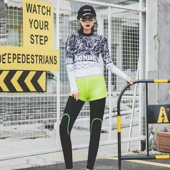 

Sport Swimsuit Women Four Pieces Running Exercise Swim Swer Long Sleeve Swimsuit Female Separate S-2XL