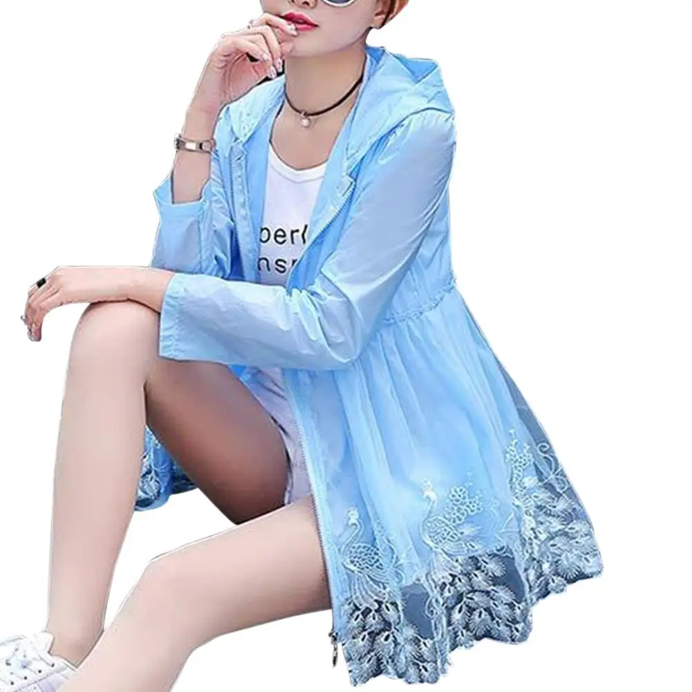 Yfashion женское летнее пляжное солнцезащитное пальто дышащее с вышивкой павлина