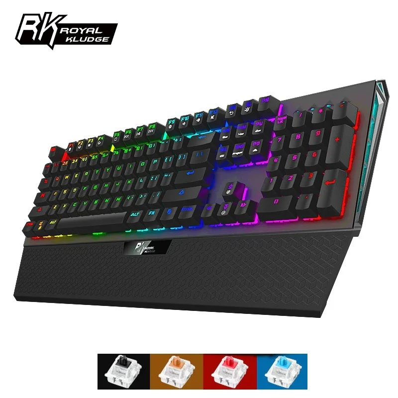 Royal Kludge RK Mirage USB Проводная эргономичная Механическая игровая клавиатура с подставкой для рук черная, синяя, красная, коричневая ось