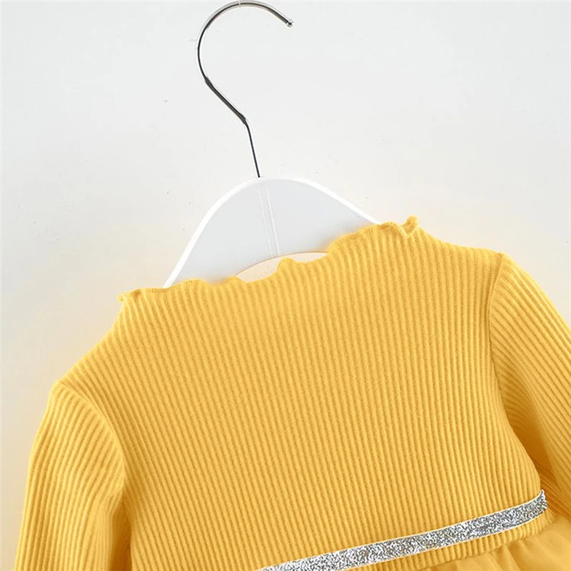2019 Arrival Toddler Kids Baby Girls Solid Patchwork Bow Stars Princess Dress Clothes Newborn Baby Girl Clothes Cotton V8@ (7)