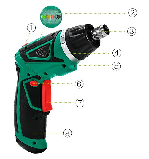 LANNERET 7,2 V литий-ионная аккумуляторная электрическая отвертка Бытовая перезаряжаемая поворотная ручка