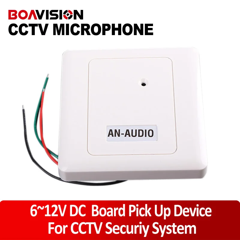 

Audio pick up 6-12VDC 50-150m2 Adjustable Sensitivity capacitor microphone switch enclosure Security Wire Microphone For Cameras