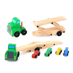 Деревянный автомобиль погрузчик игрушечные лошадки двойной слои транспортер Грузовик модель с 4 машинки малыш раннего образования