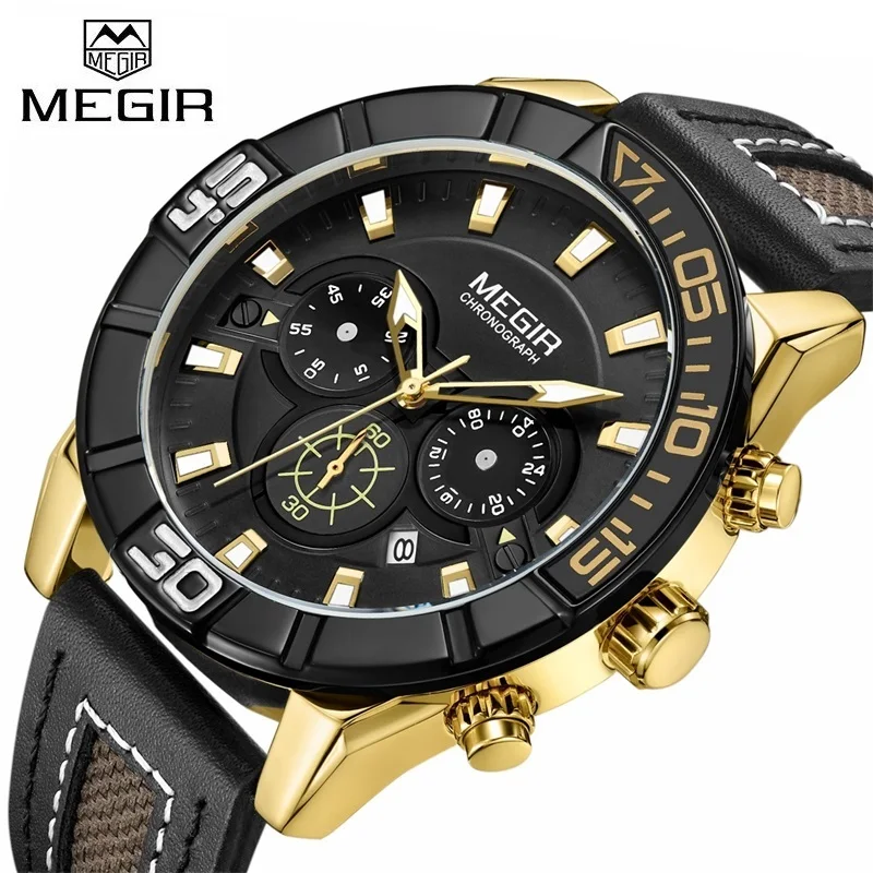 Relogio Masculino MEGIR мужские спортивные часы с хронографом светящиеся стрелки армейские