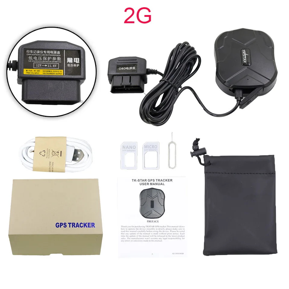 TKstar 2G 3g 4G gps трекер Tk905G голосовой мониторинг аудио монитор ошибка магнит водонепроницаемый гео забор Бесплатное отслеживание программного обеспечения приложение - Цвет: 2G OBD charger