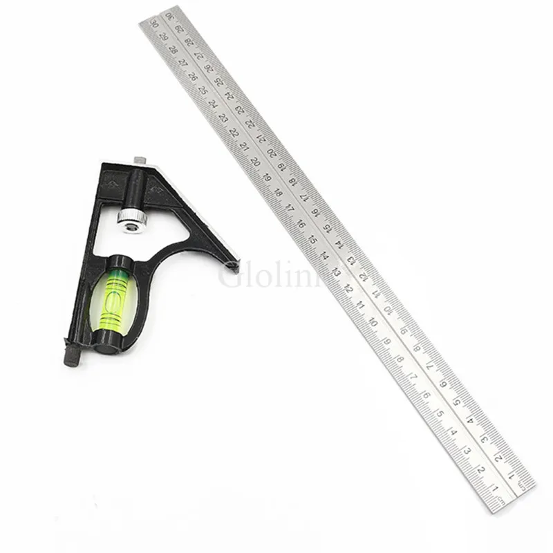 Multifunctional Woodworking Measuring Tool RYSF 30cm Combination Square Ruler Stainless Steel Ruler and Aluminum Alloy Bolts 