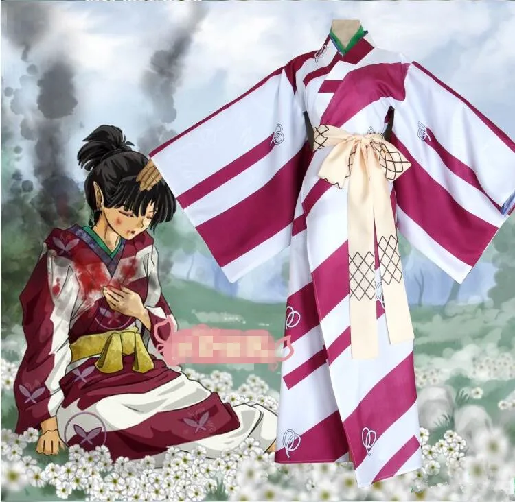 Cosplay&Ware [11]Kagura Costume Uniform Cosplay Opening Rope Knot And Ending Circle Butterfly Printing Kimono -Cosplay&Ware anime Shop