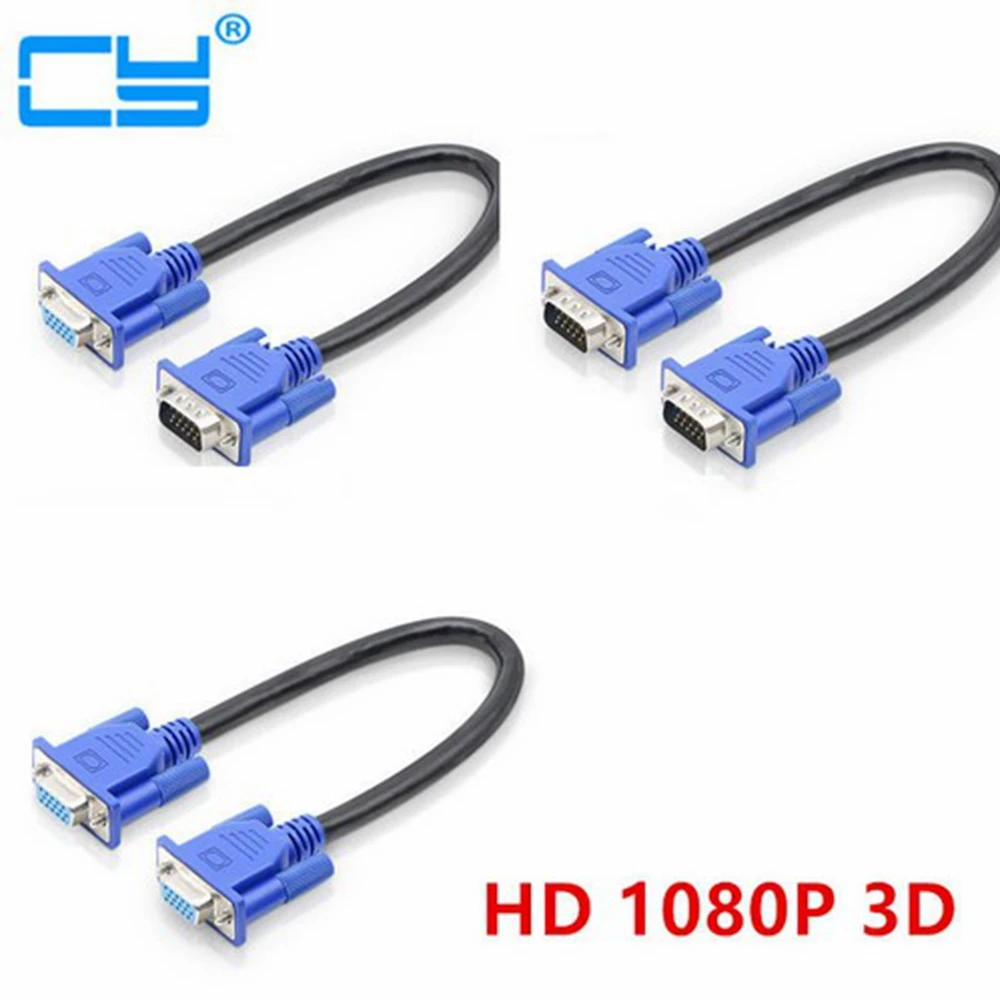 30 см HD15Pin VGA D-Sub короткий видео кабель Шнур мужчин и мужчин M/M мужчин и женщин для монитора ПК