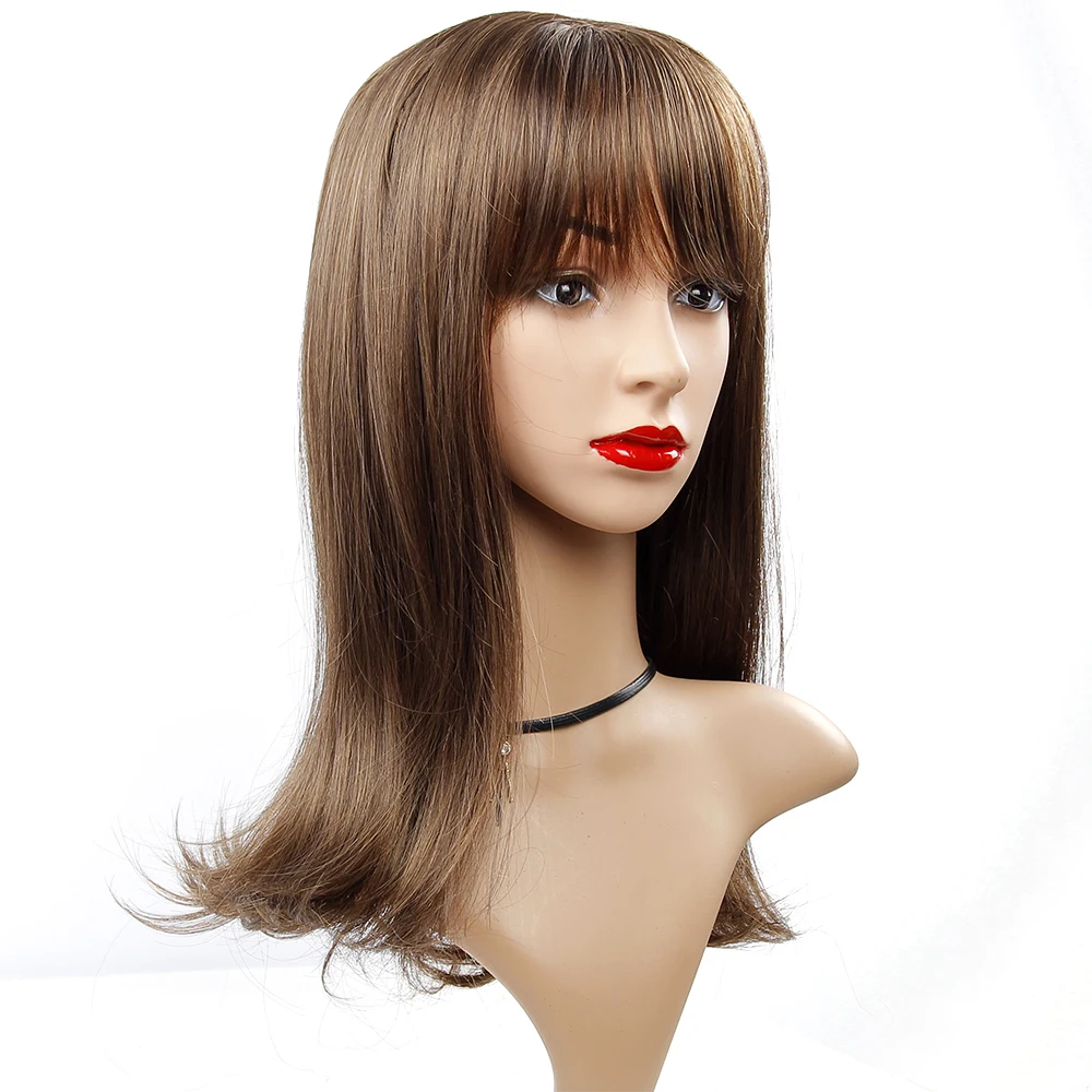 Pelucas marrones largas para mujeres de fibra resistente al calor Peluca de pelo Natural sintético cosplay bangs pelucas femeninas