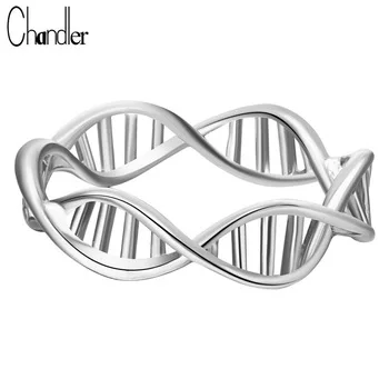 Big Promotion Sliver Gold Plated Science DNA Shape Rings For Women Chemistry Molecule  Fashion Jewelry Feminino Accessaries