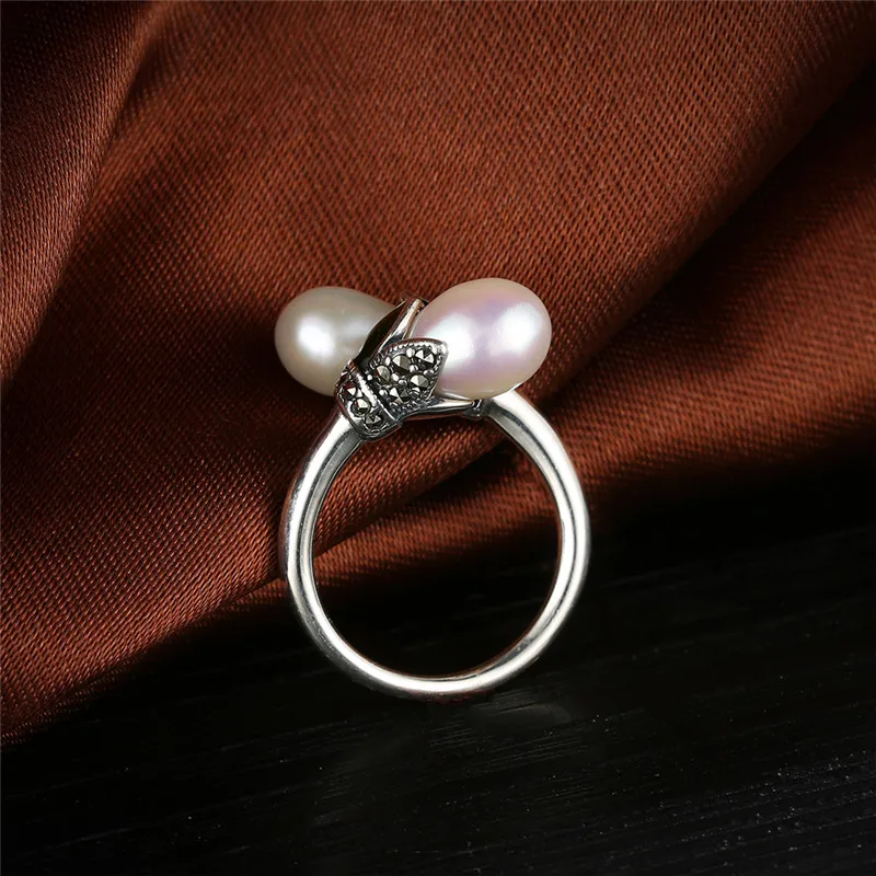 V. YA кольца с пресноводным жемчугом, настоящее 925 пробы, Серебряное Винтажное кольцо с натуральным жемчугом для женщин, женские ювелирные изделия, размер США