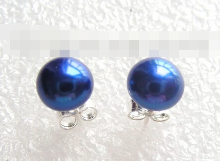 

HOT SELL - > 00449 CLASSIC ROUND BLUE natural pearls earrings -Top quality free shipping