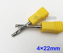 3 pz/set 4mm x 22mm Singolo Flauto GIU Cutter, sinistra Elicoidale Fresa in metallo duro Punte per il Taglio Grooving Legno, Bordo di Plastica, PVC