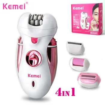 

KEMEI 4 in 1 Rechargeable Women Shaver Electric Epilator Pedicure Machine Lady Hair Removal Callus Remover Foot Care Tool KM-253