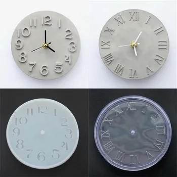 

White/Transparent Cement Concrete Silicone Mold DIY Craft Clock Making Clay Plaster Mould Handmade Pottery Clock Clay Mold New