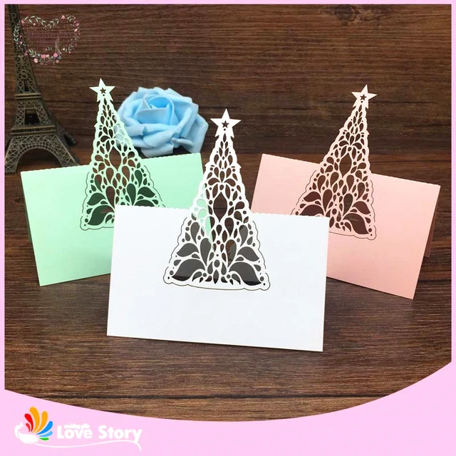 bhl 40pcs birthday christmas tree laser cut baby shower party table christmas name place cards