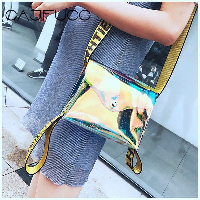2018 Fashion Chic Jelly Crossbody Bags Colorful Laser PVC Small Strap Bag Rainbow Colour Messenger Girls Transparent Bolsas | Багаж и