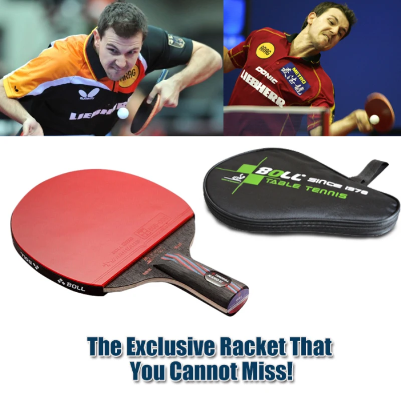 1x Brand quality Carbon Fiber Table tennis racket Blade with double face Pimples-in Racket rubber bat Boll NANO-V with bag