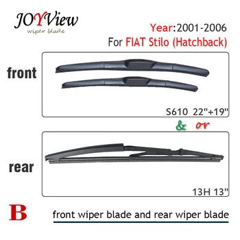 

S610 22"+19" Front Wiper Blade and Rear Wiper Arm Blade for FIAT Stilo (Hatchback) (2001-2006) ,13" rear wiper blade