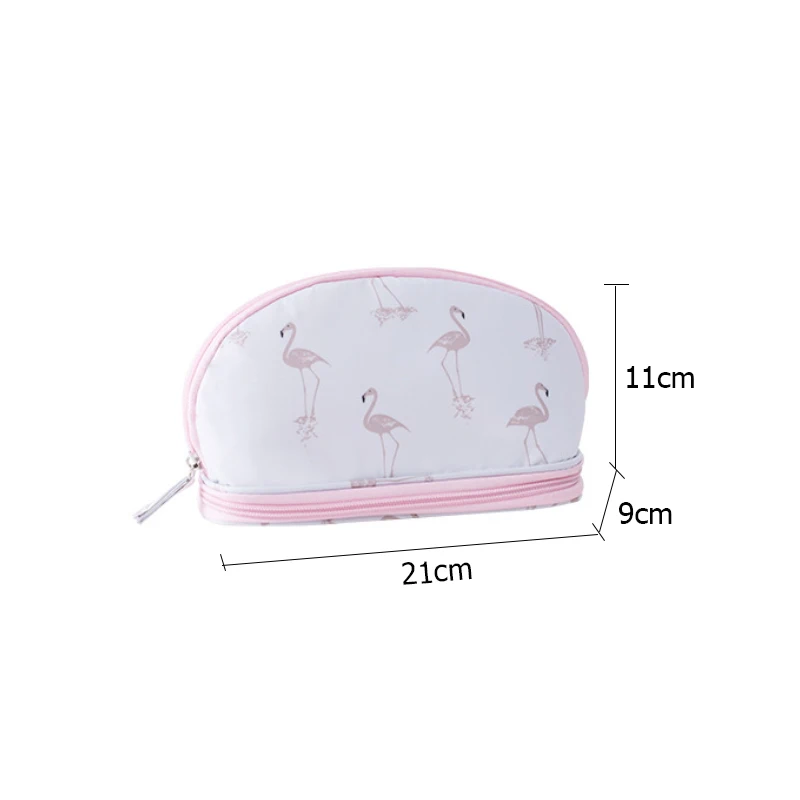 HMUNII Новая женская косметичка Фламинго цветочный узор дорожная двухслойная коробка для макияжа Органайзер сумка для косметики портативные туалетные сумки