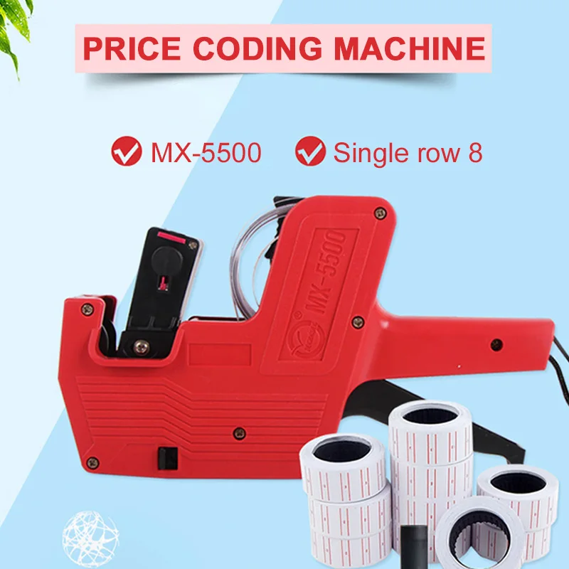 

MX5500 Label Stamping Machine Office Lines Labels Code Printer Creative Tag Handmade 8 Digits Price Labeller Unique Business